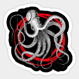 Vintage octopus and circle Sticker